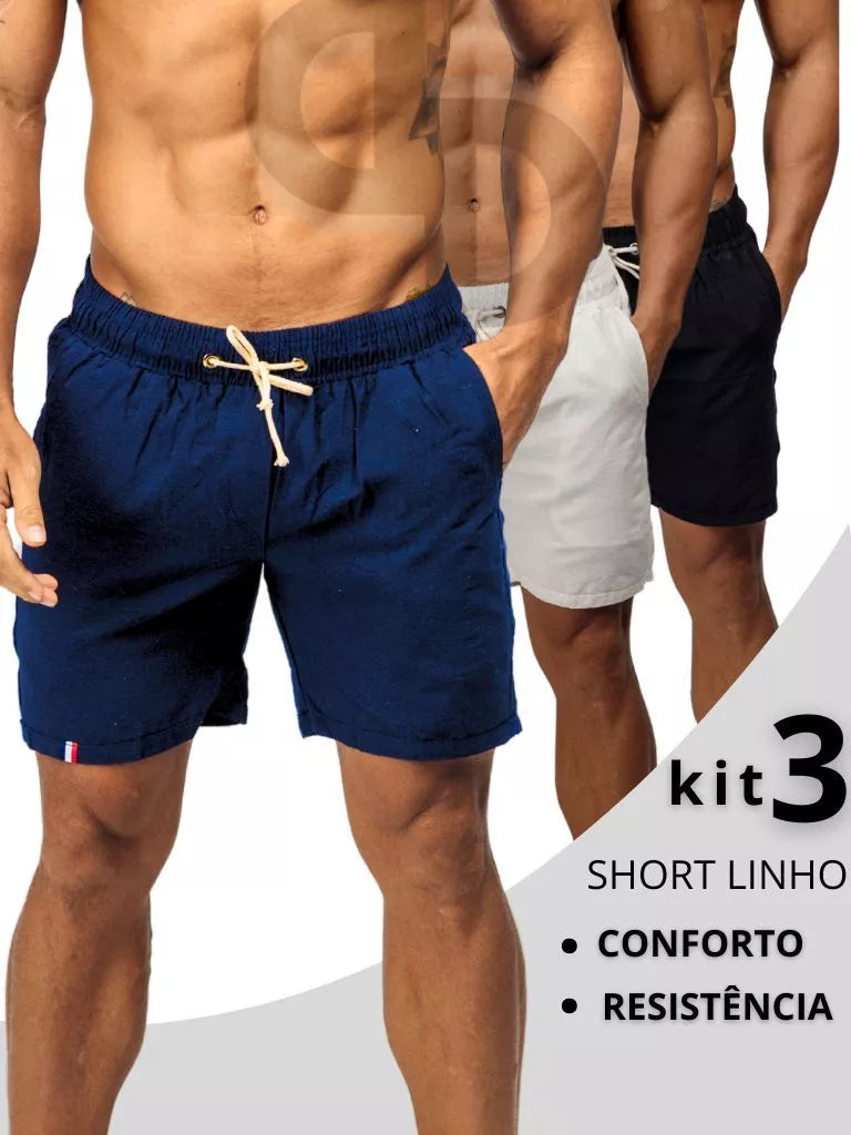 (COMPRE 1 LEVE 3) Bermudas De Linho