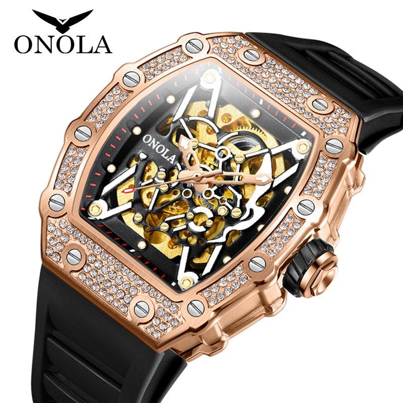 New 2022 Diamond Watch Men Brand ONOLA Luxury Automatic Mechanic Fashion Watches Man Waterpoor Montres Pour Hommes Clock - Artigo de grife